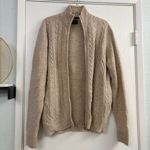 Watsons REG.TRADEMARK Wool Blend Men’s Beige Cable Knit Zip Cardigan Size Large